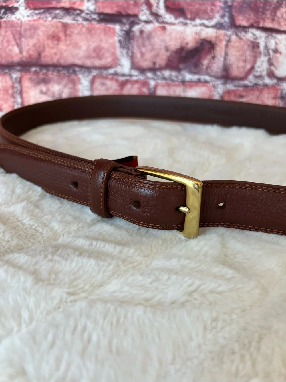 Cole Haan Men’s Brown Burgundy Leather Belt